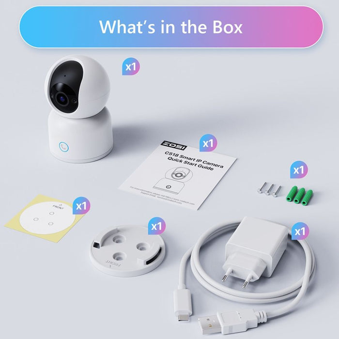 360-Degree Indoor Pan Tilt Zoom Home PTZ Camera