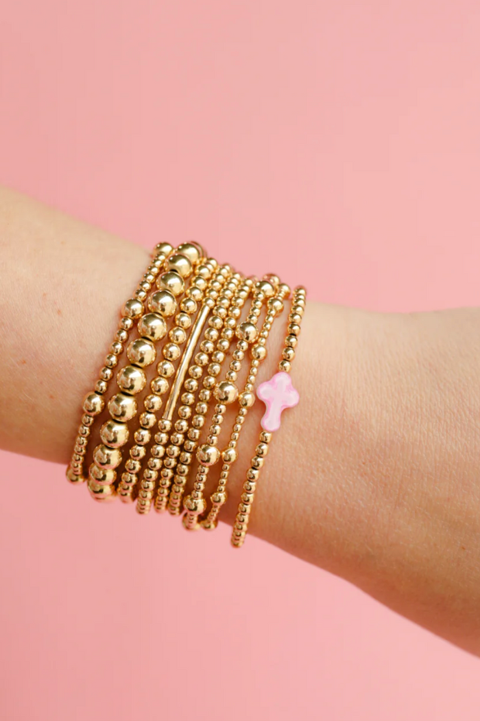 6MM Gold Beaded Bracelet- S/M
