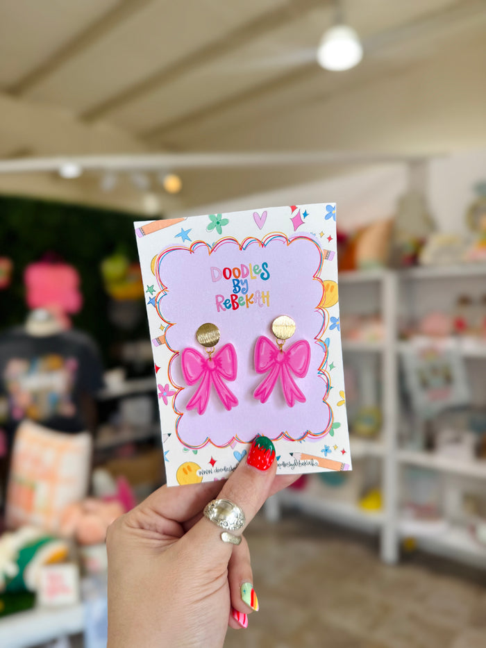 Pink Bow Earrings