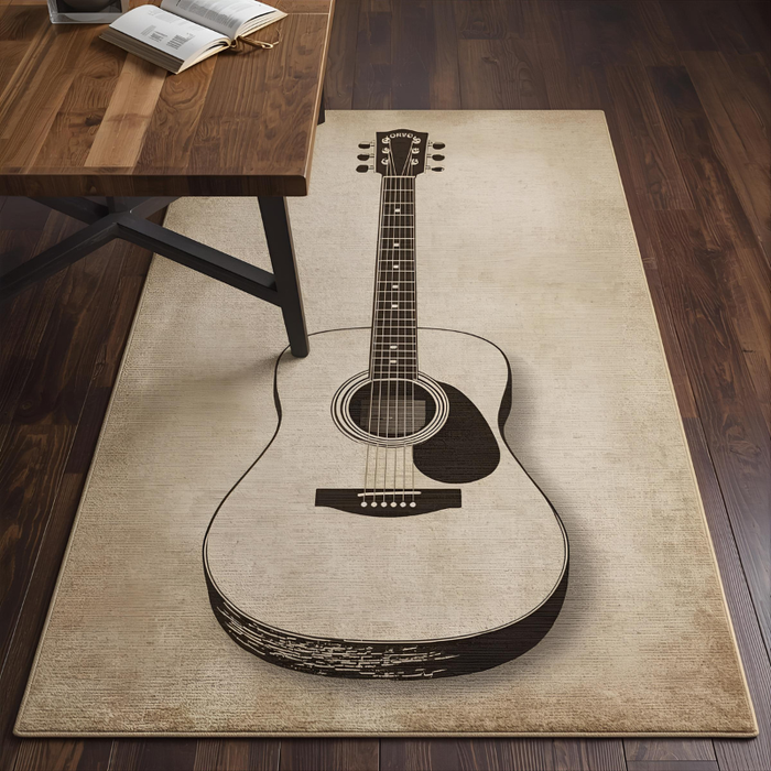 Acoustic Guitar Sketch Area Rug