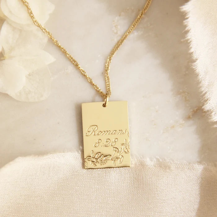 All Things Work For Good Romans 8:28 Necklace- Gold