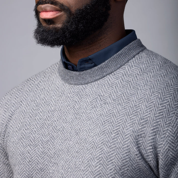Asher Golf Sero Cashmere Herringbone Crewneck