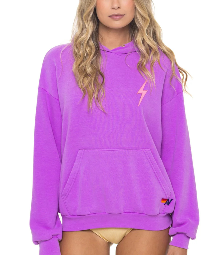Aviator Nation Women Bolt Stitch Relaxed Pullover Hoodie Womens Casual Tops Aviator Nation Neon Purple/Neon Pink Juniors/Women XS