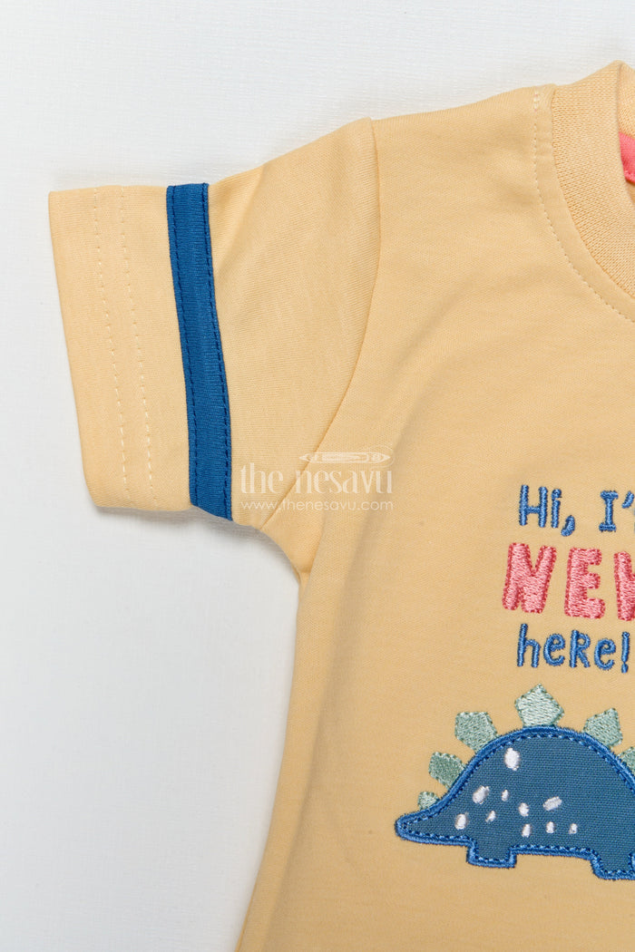 The Nesavu Baby Casual Sets Baby Boy Casual Set with Animal Patch and Shorts for Everyday Outings Nesavu Nesavu baby boy casual cotton set animal patch ideal outings playdates daily wear