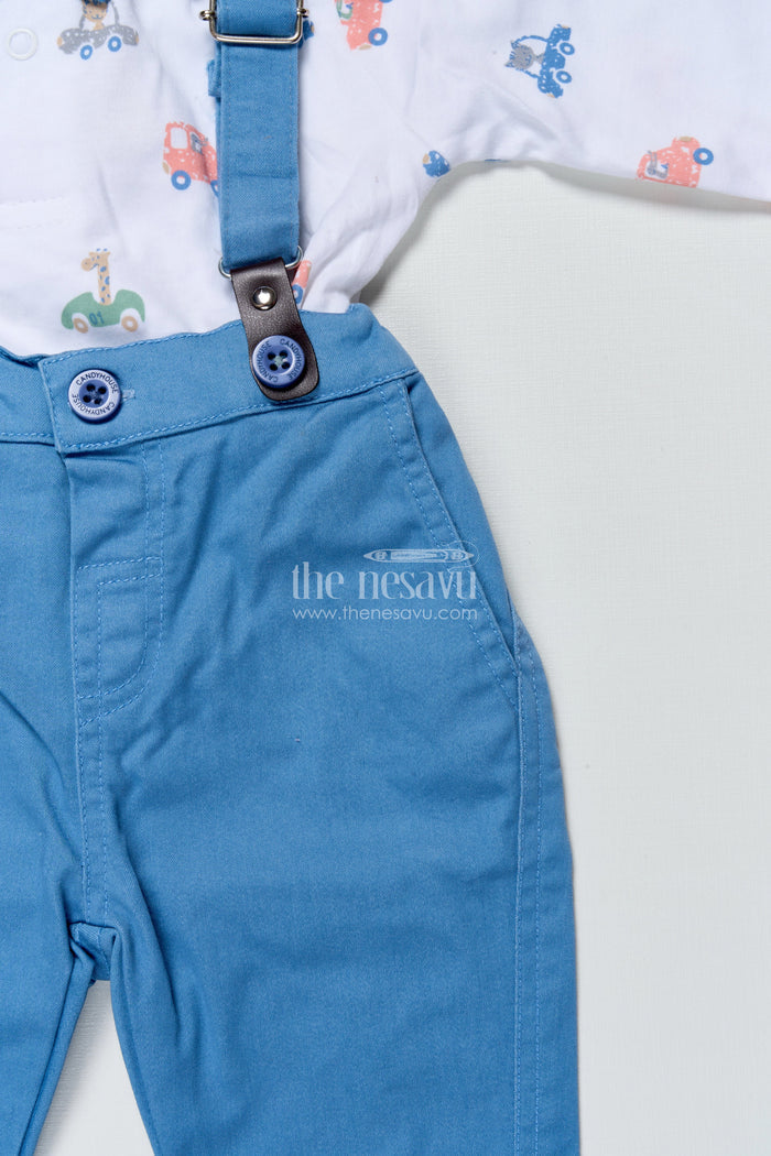The Nesavu Boys Casual Set Baby Boys Casual Outfit Set with Suspenders for Birthday and Outings Nesavu Nesavu baby boys casual cotton set suspenders bow tie perfect outings birthdays