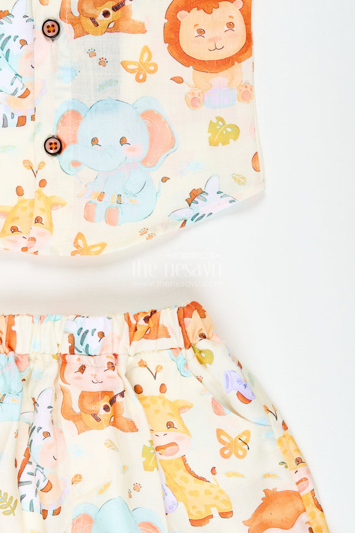 The Nesavu Boys Casual Set Baby Boys Casual Set with Animal Print for Everyday Wear Nesavu Nesavu baby boys cotton casual set digital animal print playdates outings