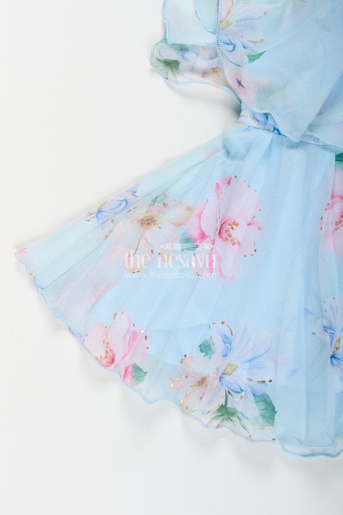 The Nesavu Baby girl fancy frock with floral georgette layers Nesavu Nesavu baby girl floral fancy frock georgette layered dress birthday festive events