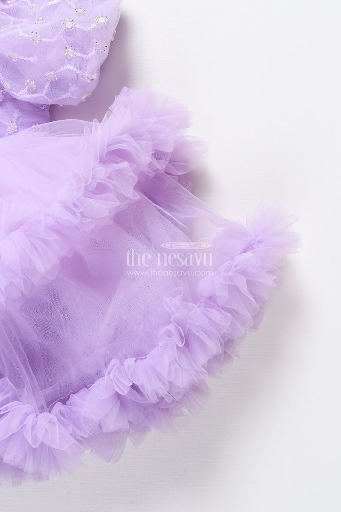 The Nesavu Girls Fancy Party Frock Baby Girl Net Frock with Sequin Yoke for Birthdays and Party Photoshoots Nesavu Nesavu baby girl net frock sequin yoke perfect birthdays fancy party moments
