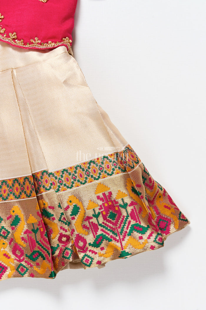 The Nesavu Silk Party Frock Baby Girl Silk Frock for Festive Events and Traditional Functions Nesavu Nesavu baby girl silk frock zari tissue skirt ideal weddings traditional milestone events