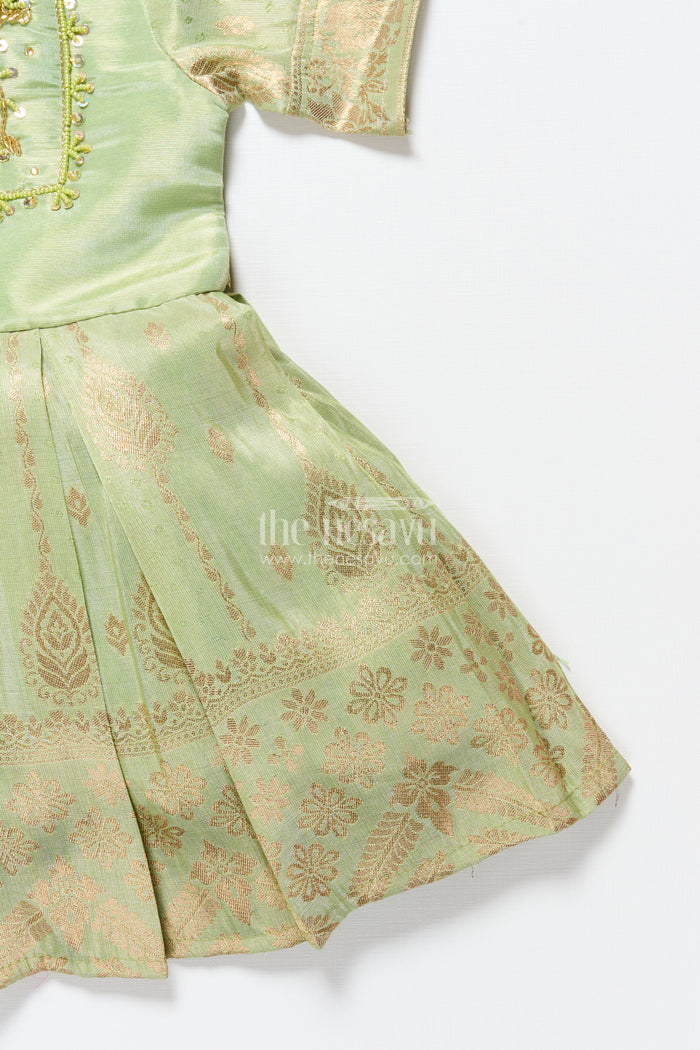 The Nesavu Silk Party Frock Baby Girl Silk Frock for Traditional Occasions and Milestone Moments Nesavu Nesavu baby girl silk party frock zari tissue skirt perfect weddings traditional ceremonies
