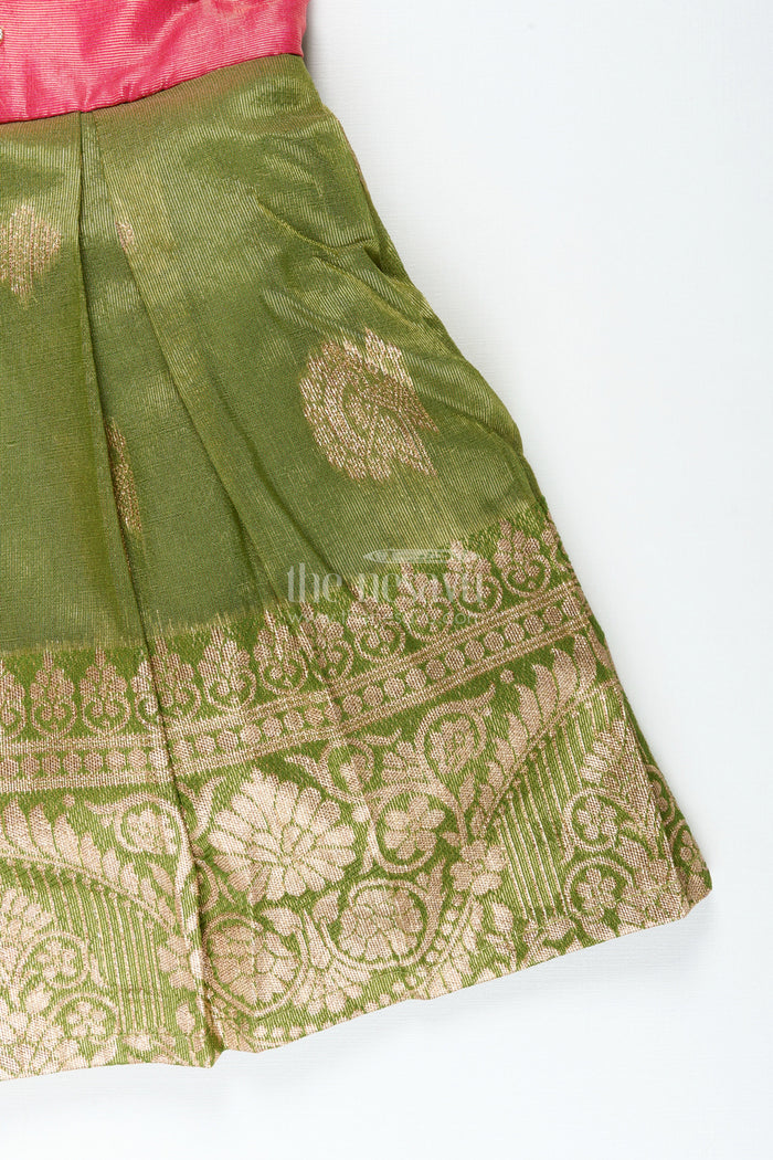 The Nesavu Silk Party Frock Baby Girl Silk Frock with Festive Zari Finish for Birthdays and Ethnic Celebrations Nesavu Nesavu girls silk frock zari tissue skirt ideal ethnic birthdays festive gatherings