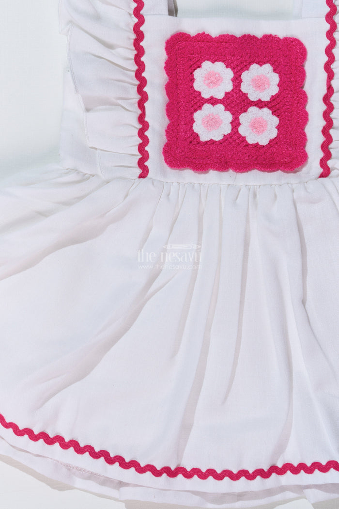 The Nesavu Baby Cotton Frocks Baby Girls Frock Suit White with Embroidered Bodice and Flowy Rayon Skirt for a Classic Look Nesavu Baby Girls Frock Suit White Embroidered Bodice Flowy Rayon Skirt | The Nesavu