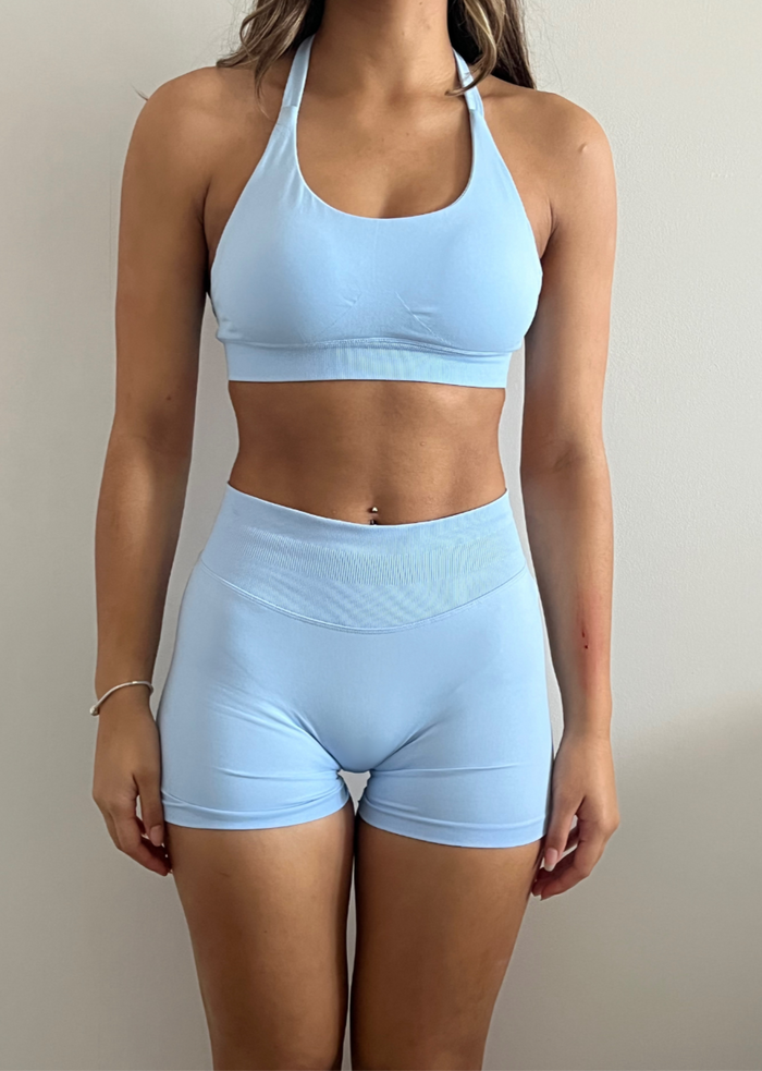 Backless Halter Bra - Light Blue