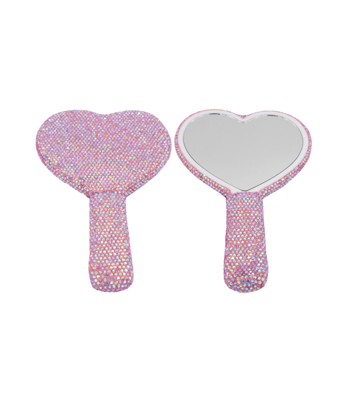 Bari Lynn Full Crystal Heart Mirror Accessories Bari Lynn Pink