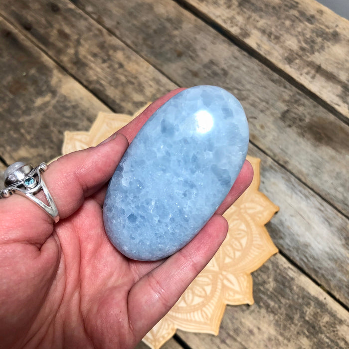Blue Calcite Palm Stone