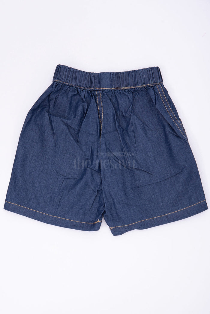 The Nesavu Boys Shorts Blue Cotton Elastic Waist Boys Shorts Nesavu The Nesavu Blue Cotton Elastic Waist Boys Shorts