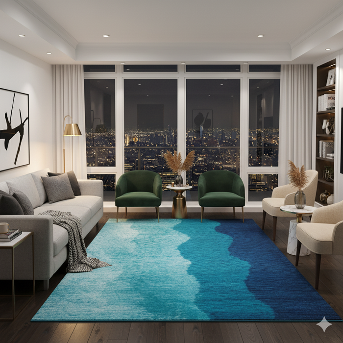 Blue Wave Gradient Area Rug