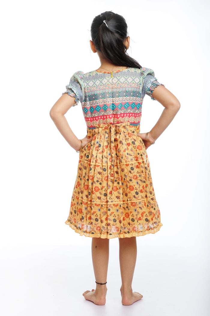 The Nesavu Girls Cotton Frock Bohemian Blossom: Girls Cotton Frock with Cozy Chic Jacket Nesavu Find Latest Girls Cotton Frocks with Jackets | Affordable Stylish | The Nesavu