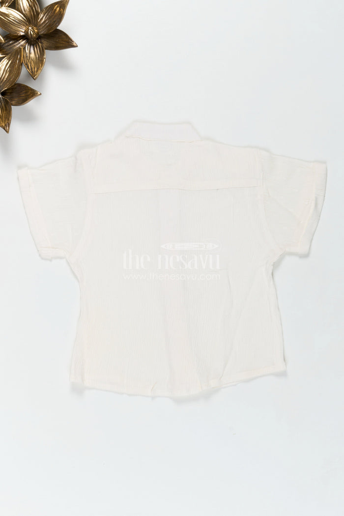 The Nesavu Boys Shirts Boys Cream Georgette Kurta Shirt Soft Ethnic Wear for Functions Nesavu Nesavu Boys Cream Georgette Kurta Shirt Soft Ethnic Wear Functions