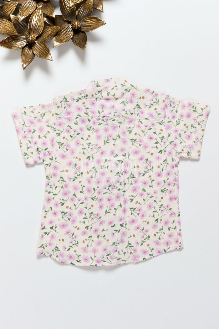 The Nesavu Boys Cotton Shirt Boys Floral Muslin Shirt for Festive Dressing and Casual Celebrations Nesavu Nesavu boys muslin cotton floral shirt festive wear casual functions ethnic day school
