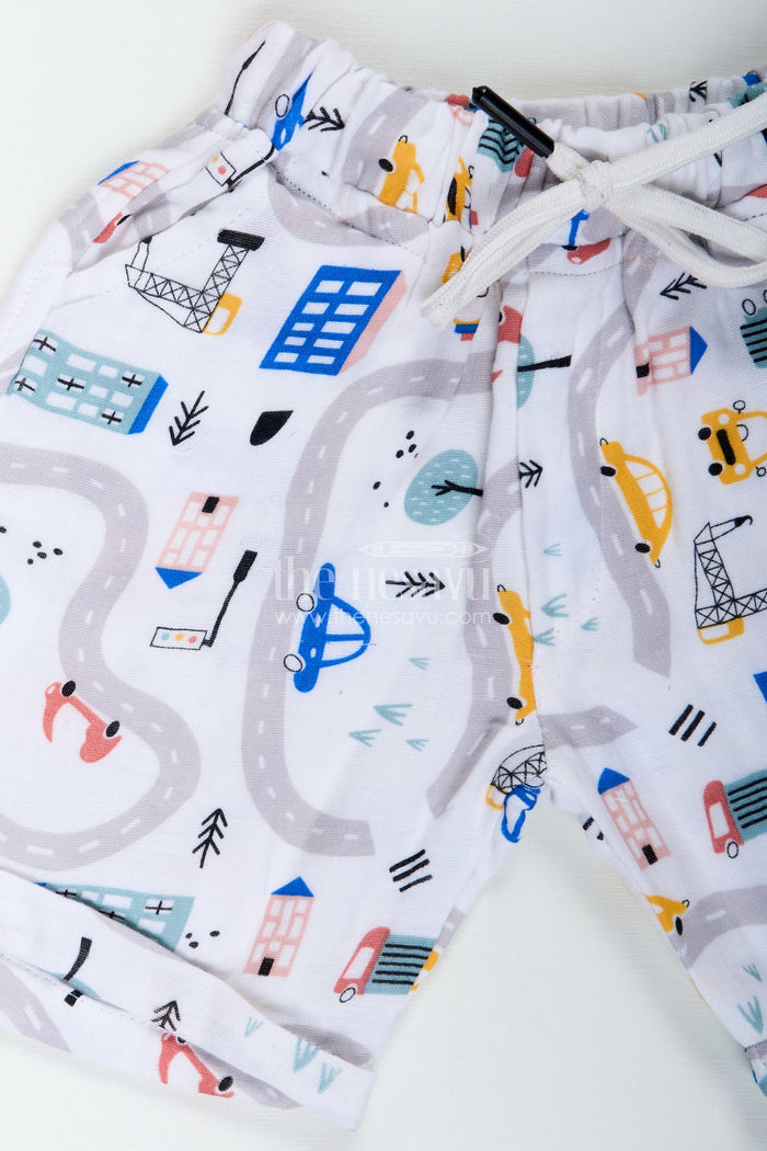 The Nesavu Boys Casual Set Boys Muslin Cotton Shorts T Shirt Set with Digital Prints and Playful Patterns for Active Wear Nesavu Nesavu Boys Muslin Cotton Digital Printed Shorts T Shirt Set Active Casual Wear