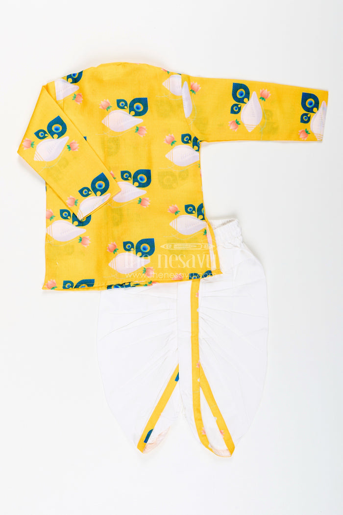 The Nesavu Boys Dothi Set Boys Traditional Dothi Set with Playful Digital Print Kurta Nesavu Nesavu boys fun print dothi kurta set vibrant ethnic wear toddlers