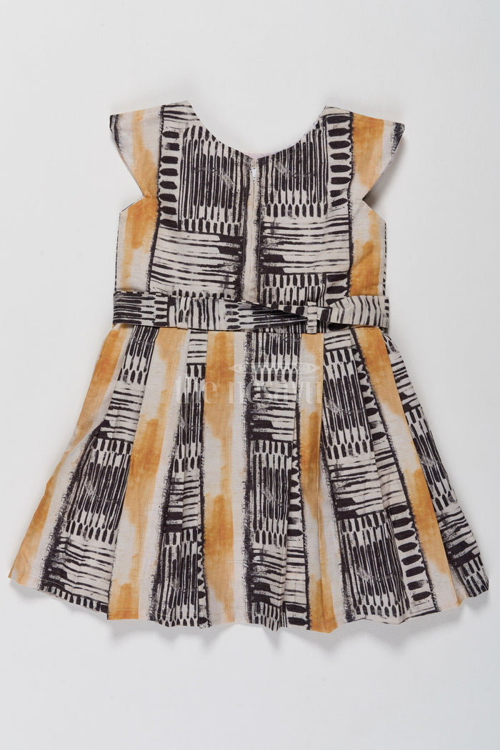 The Nesavu Girls Fancy Frock Casual Cotton Frock for Girls with Stylish Striped Pattern Nesavu Nesavu Casual Cotton Frock Girls Striped Patterns Button Detailing