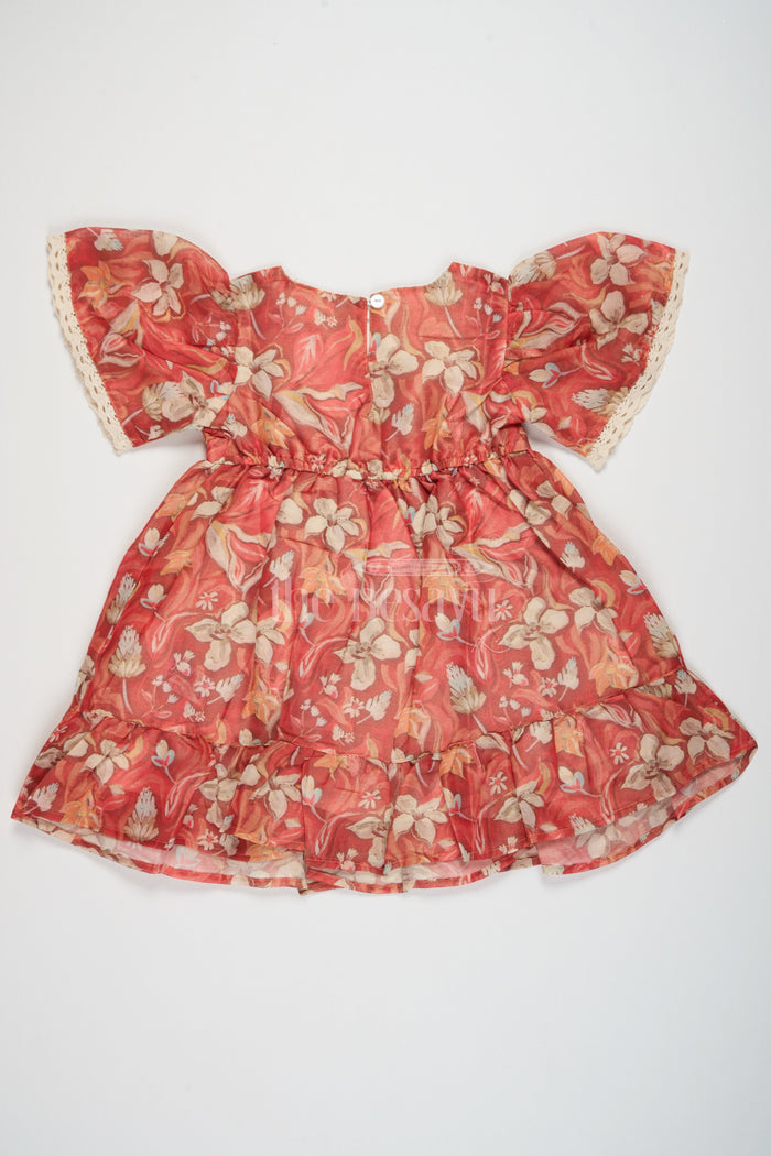 The Nesavu Girls Chanderi Frock Casual Cotton Frocks for Ladies with Floral Tissue Print and Puff Sleeves, Perfect for Summer Festivals and Playdates Nesavu Casual Cotton Frocks Ladies Puff Sleeves Floral Tissue Print Nesavu Ideal Summer Festivals Playdates