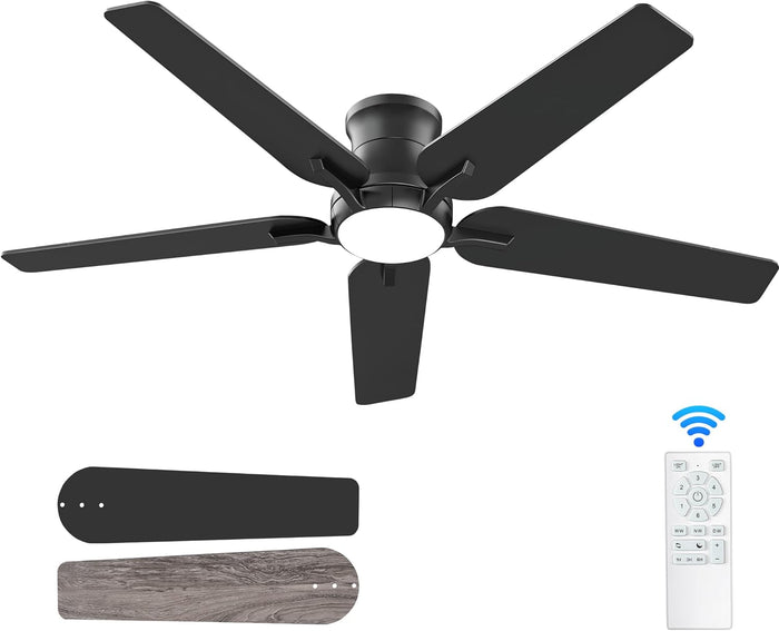 Ceiling Fan , 5 x 52" Blades , Remote included , Matte Black