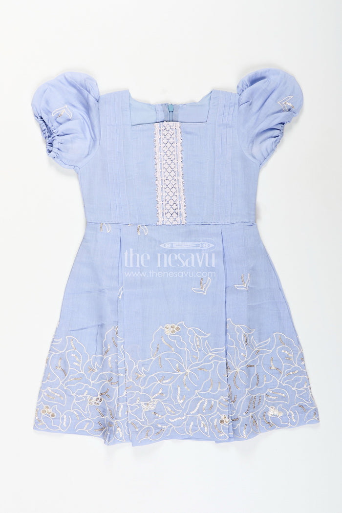The Nesavu Girls Chanderi Frock Chanderi Frock for Toddler Girls for Weddings and Festive Events Nesavu Nesavu chanderi embroidered frock toddler girls weddings traditional functions