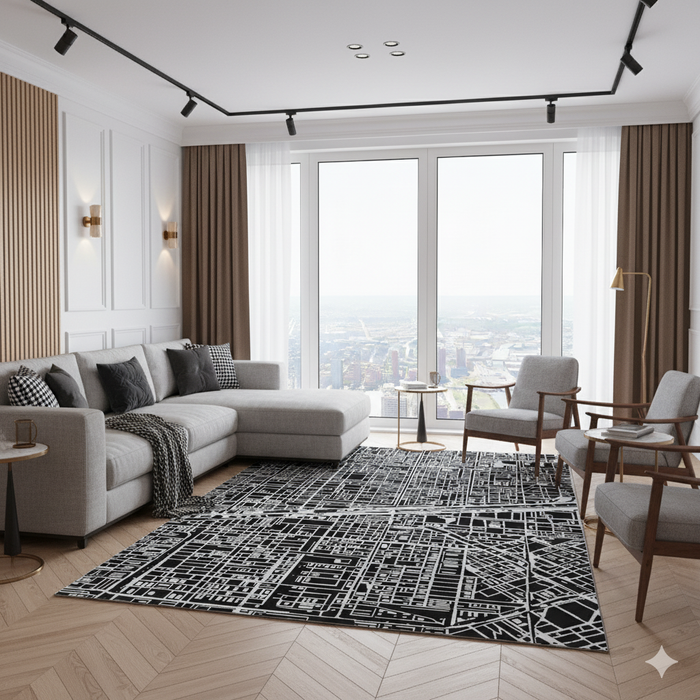 City Grid Map Area Rug