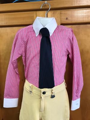 CLEARANCE Hot Pink & White Striped Childs Tie Shirts Size 3 Only (347)