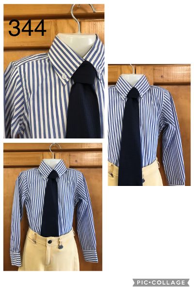 CLEARANCE Royal Blue (Light) & White Striped Childs Tie Shirts Size 4 (344)