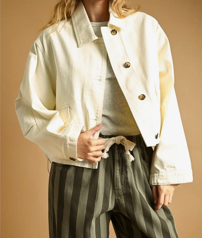 Cotton Jacket with Adjustable Cuff - Ecru