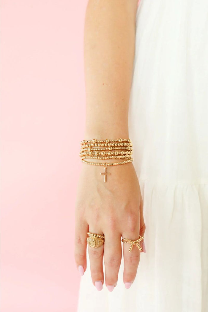 Cross Gold Charm Bracelet - S/M