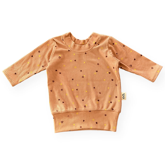 Dainty Hearts on Camel Ribbed Lounge Set