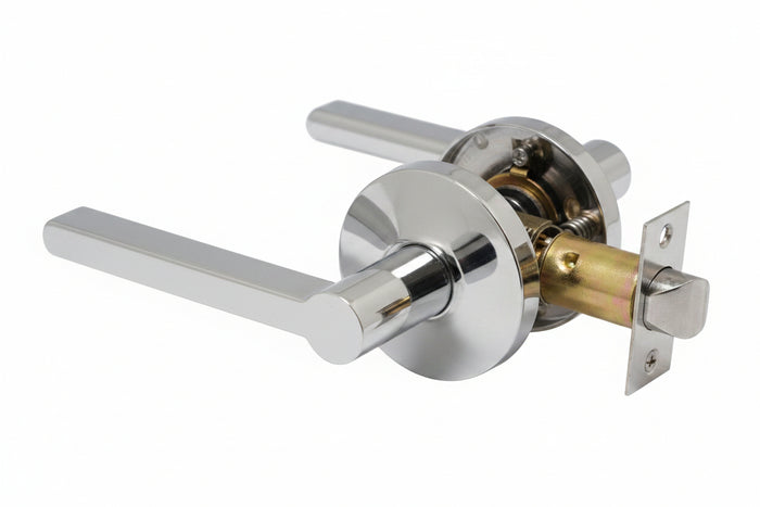 Door Lever , Circle Style , Privacy , Polished Chrome