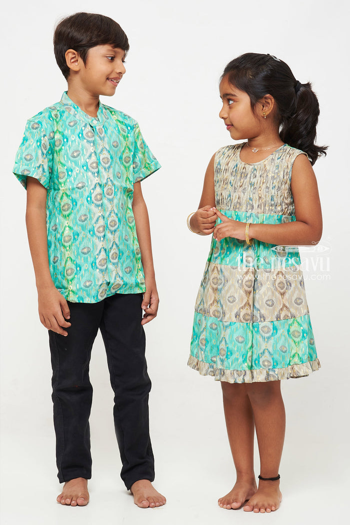 The Nesavu Girls Cotton Frock Enchanted Garden Girls Sleeveless Cotton Frock Nesavu Girls Enchanted Garden Print Frock | Breathable Playful | The Nesavu