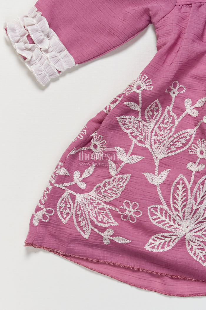 The Nesavu Girls Fancy Frock Fancy Frock for Baby Girls Attending Birthdays and Ethnic Occasions Nesavu Nesavu embroidered georgette fancy frock baby girls perfect birthdays festive celebrations