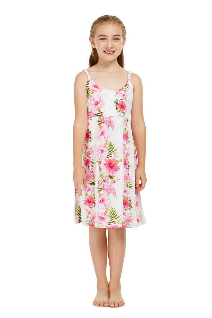 Father Daughter Niihau Set Pink Hibiscus Vine White