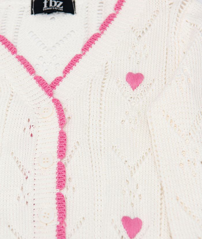 FBZ Girls Lucie Crochet Pink Heart Cardigan Distressed/seasonal girls FBZ Flowers By Zoe