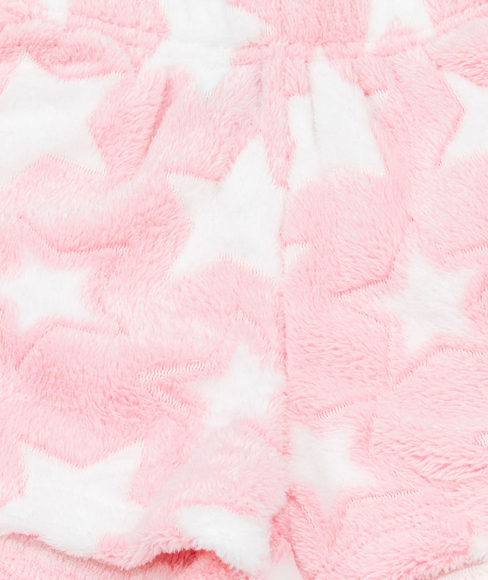 FBZ Girls Miller White Stars Fuzzy Lounge Shorts Girls Casual Bottoms FBZ Flowers By Zoe
