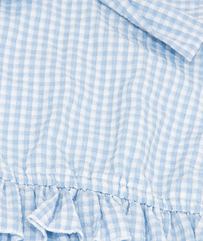 FBZ Girls Saylor Blue Gingham Bow Top Distressed/seasonal girls FBZ Flowers By Zoe