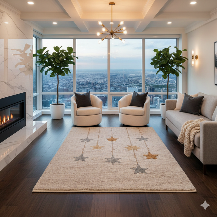 Festive Star Garland Area Rug