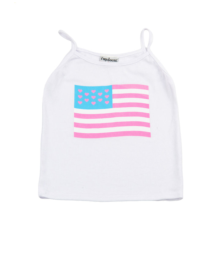 Firehouse Girls Flag Love Cami Girls Casual Tops Firehouse White Y/4