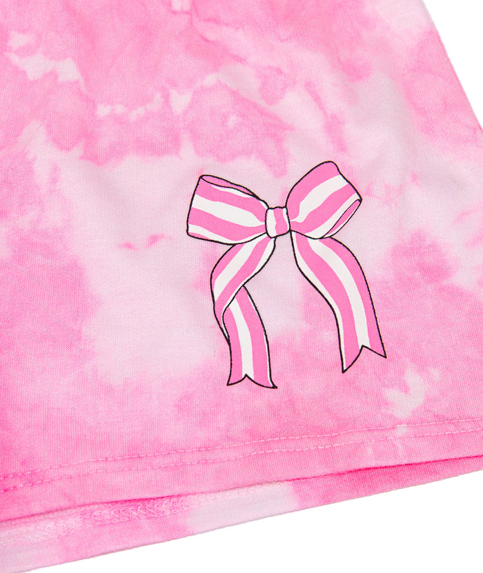 Firehouse Girls Neon Pink Cloud Stripe Bow Fleece Shorts Distressed/seasonal girls Firehouse