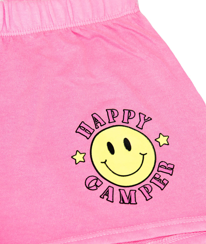 Firehouse Girls Neon Pink Happy Camper Fleece Shorts Distressed/seasonal girls Firehouse