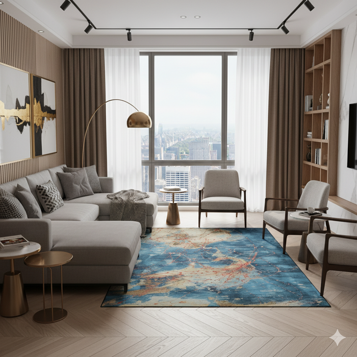 Flight Path Map Area Rug