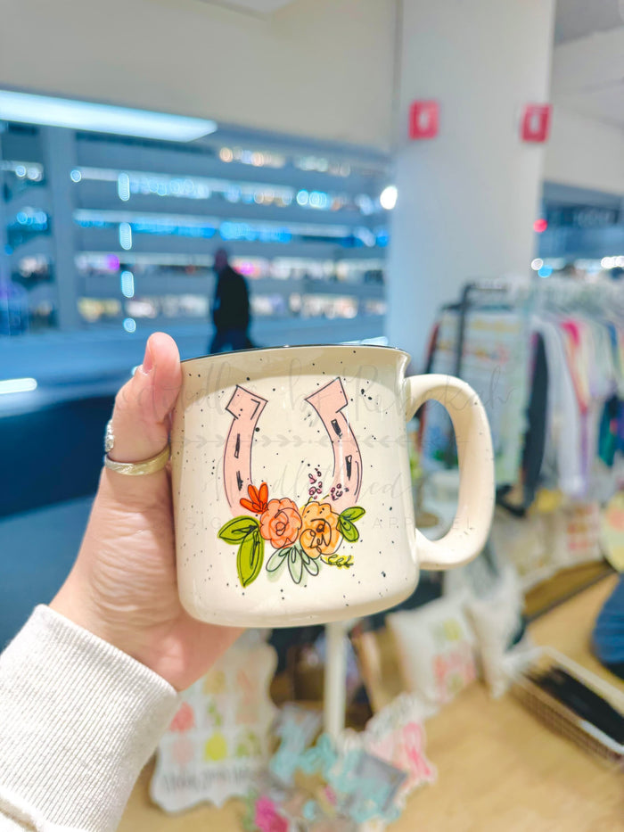 Floral Horseshoe Mug - Coffee Mug