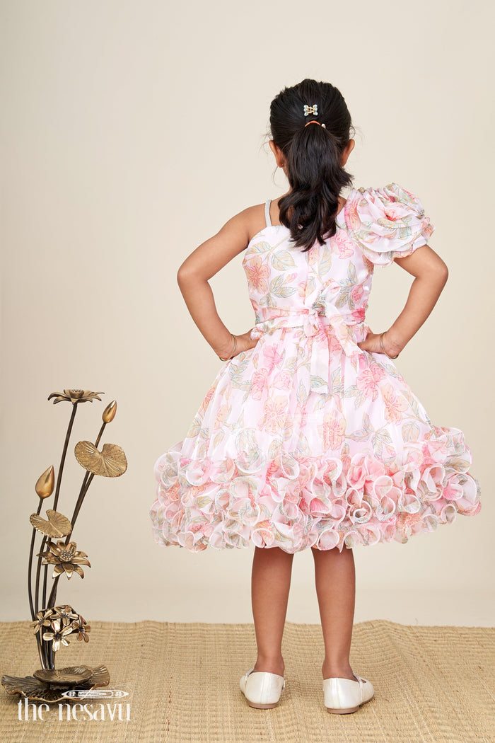 The Nesavu Girls Fancy Party Frock Floral Pink Baby Girl Frock Organza Ruffle Party Dress For Birthdays And Photoshoots Nesavu Nesavu Floral Pink Baby Girl Frock Organza Ruffle Party Dress Birthdays Photoshoots